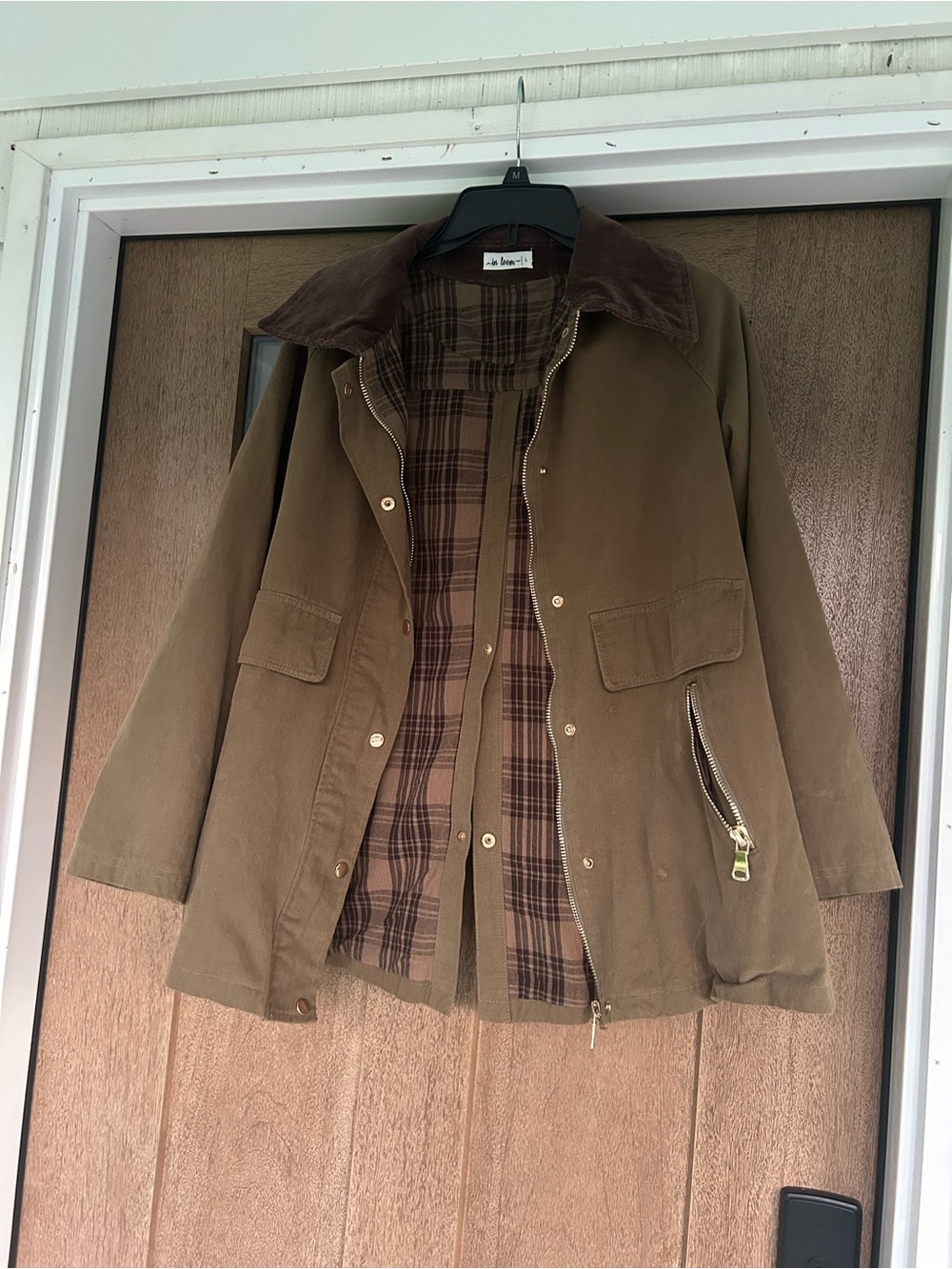 Classic Olive Barn Chore Jacket with Corduroy Collar